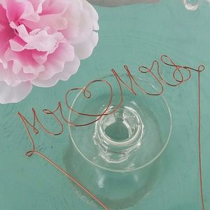 Copper Wire Wedding Cake Topper Mr & Mrs